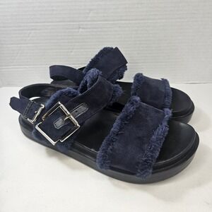 Aerosoles Lada 8 Faux Shealing Comfort Slingback Strappy Sandal Blue Women's